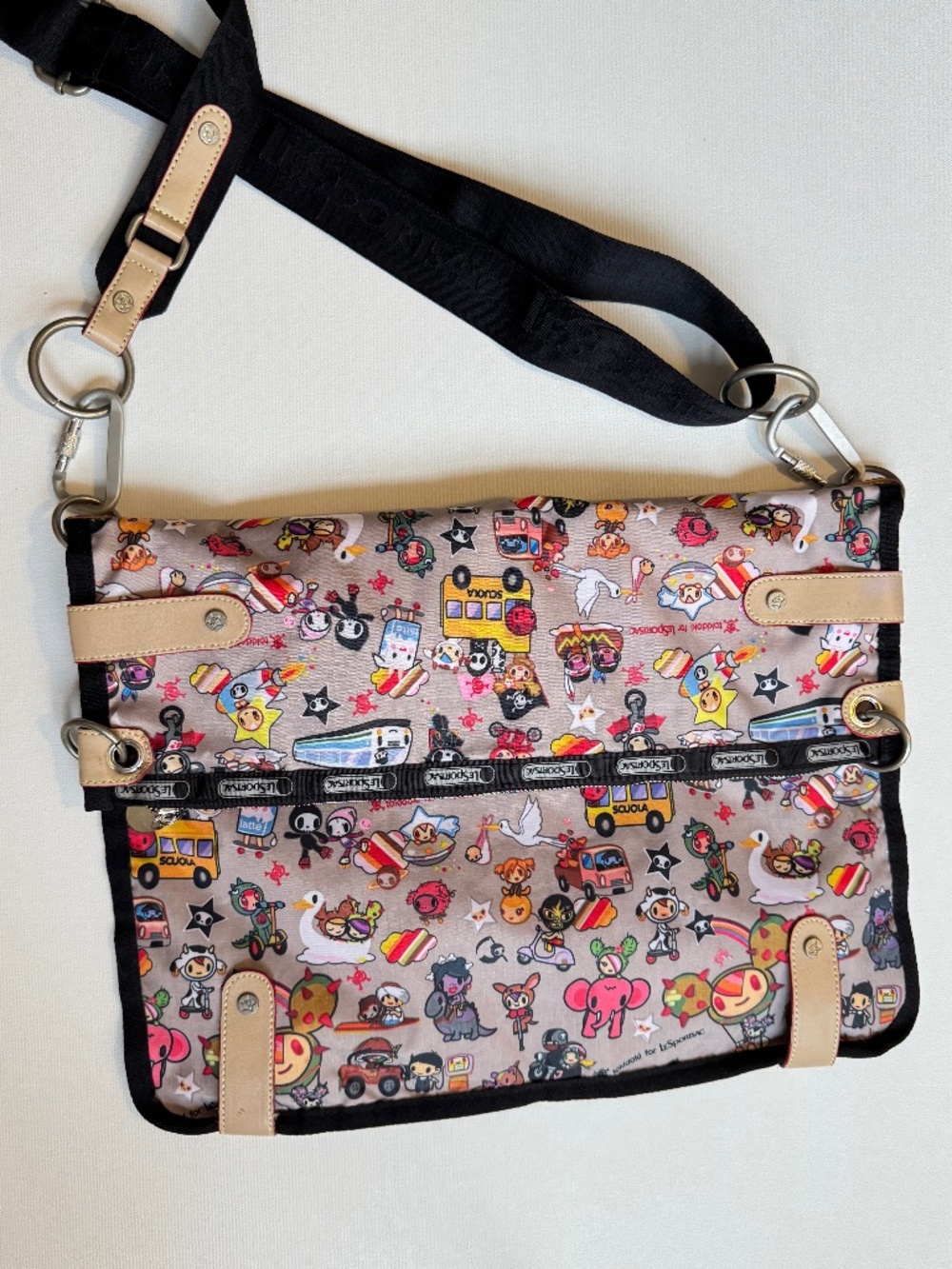 Tokidoki x LeSportsac Trasporto Messenger Bag Rainbow Zip Nylon Crossbody Y2K